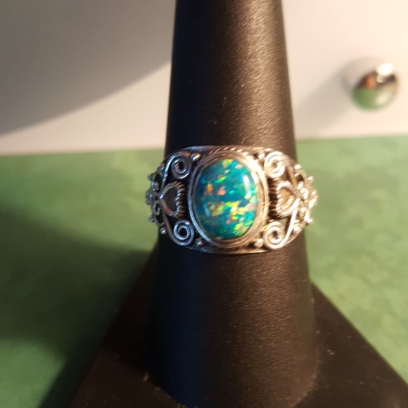 Artisan Jewelry - 925 SS Opal Boho Ring